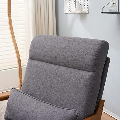 Bonnlo High Back Linen Dark Grey Mid Century Modern Accent Chair, Soild Wood ...