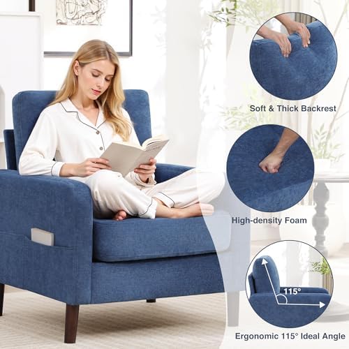 Accent Chair for Living Room, Modern Reading Chair for Bedroom, Upholstered A...