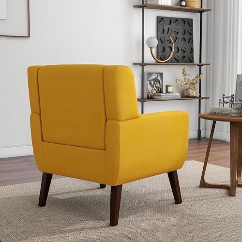 Accent Chair Set of 1, Comfy Reading Armchair, Yellow