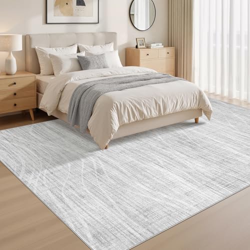 WITSHOCK 10x12 Area Rug Washable Modern Rugs for Living Room, Light Grey