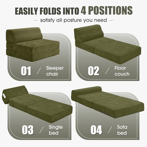 Kasunpul Folding Sofa Bed with Pillow, Memory Foam Fold Out Chair Bed, Conver...