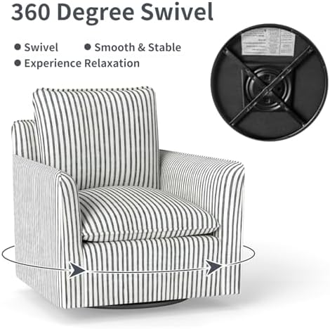 INZOY Swivel Accent Square Chair with Thick Padded Backrest Cushion, Swivel R...