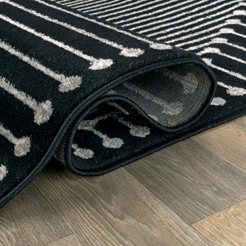 Rugshop Contemporary Bohemian Stripe Area Rug 7'10" x 10' Black