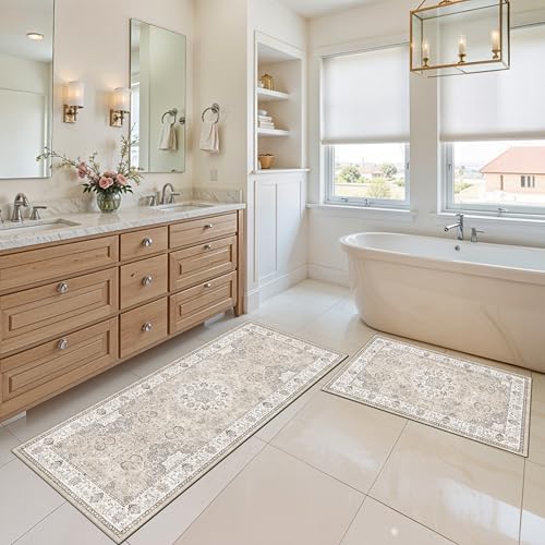 4 Pieces Kitchen Rug Set: Washable Water Resisitant Carpet for Sink Stove Are...