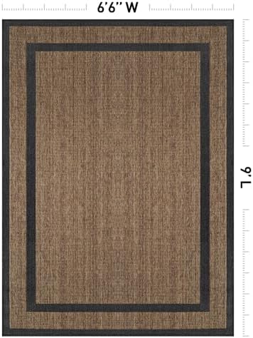Rugshop Border Jute-Style Indoor Outdoor Area Rug Dark Gray 6'6" x 9...