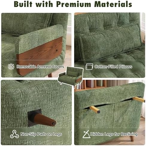 JASIWAY 37" Mid-Century Convertible Sofa Chair Bed Sleeper for Adult, Futon