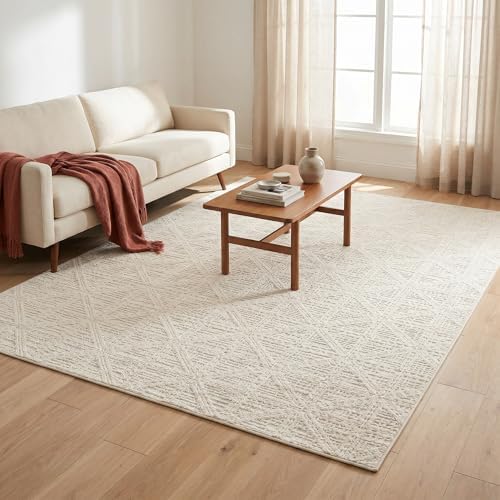jxgzyy Neutral Area Rug 5 x 7 Cream Checked Carpet for Living Room