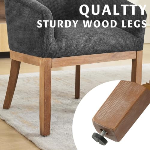 SoarFlash Modern Upholstered Barrel Dining Chairs with Arms, Natural Hardwood...