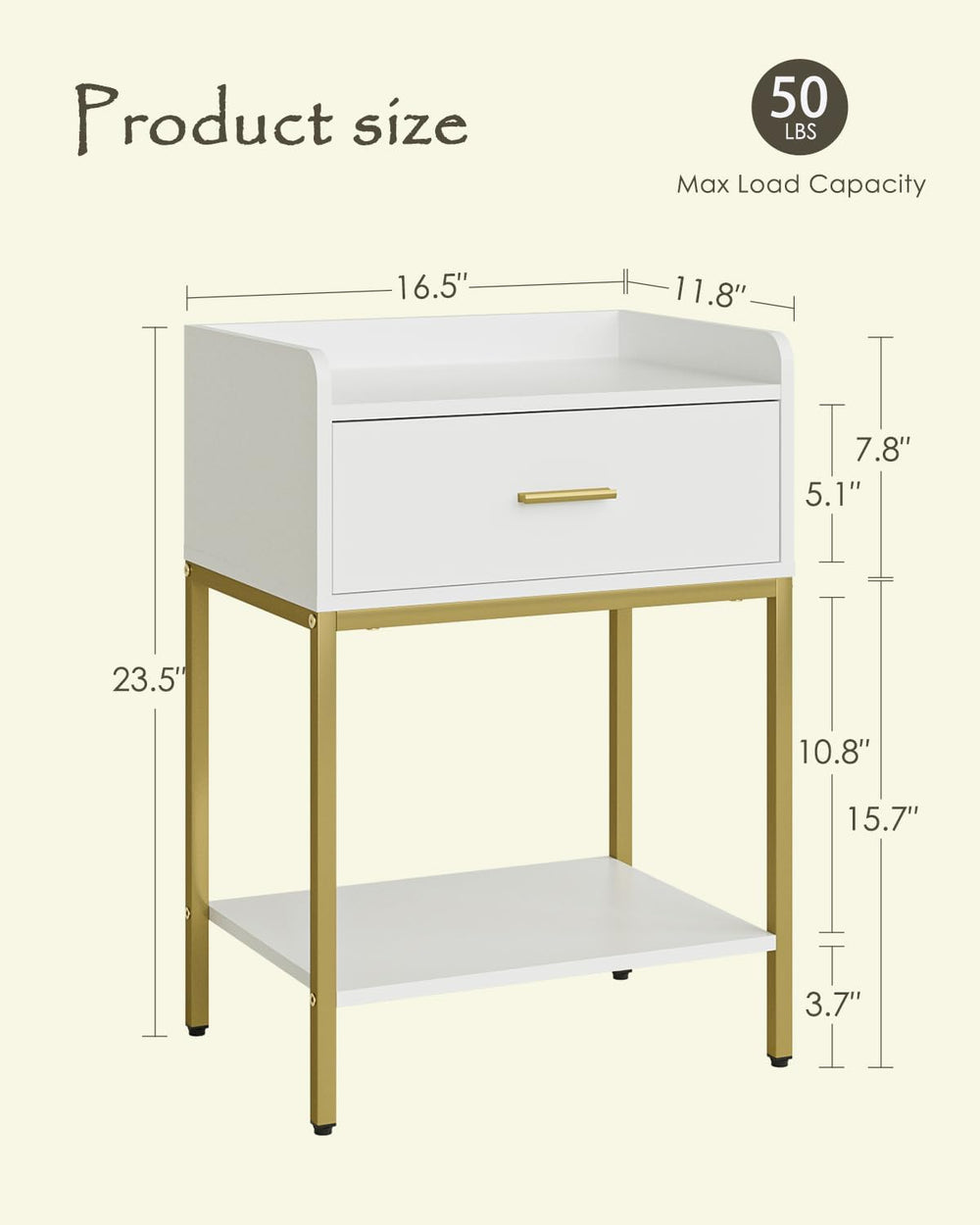 Nightstand,3-Tier Modern Night Stand,Bedside Table with Storage Drawer and Sh...