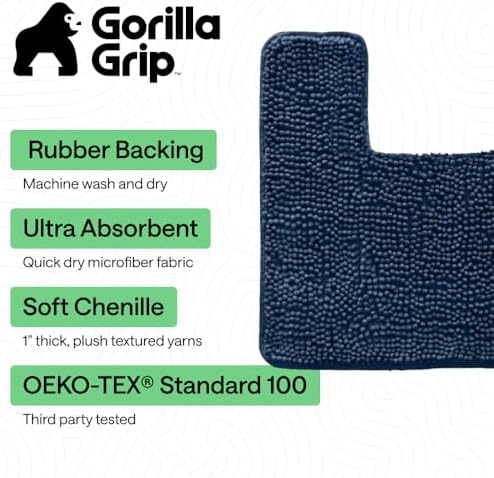 GORILLA GRIP Bathroom Area Rug Sets 2 Piece, Soft Chenille, 30x20 Navy