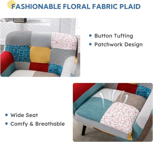 Bonzy Home Modern Colorful 3 Piece Coroful Fabric Sofa Set, Included Accent C...
