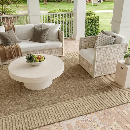 nuLOOM Asha Light Brown Bordered Indoor/Outdoor Area Rug, 8' x 10'