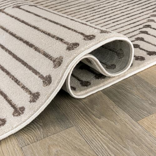 Rugshop Abstract Line Pattern Neutral Decor Area Rug Beige 7' 10" x ...