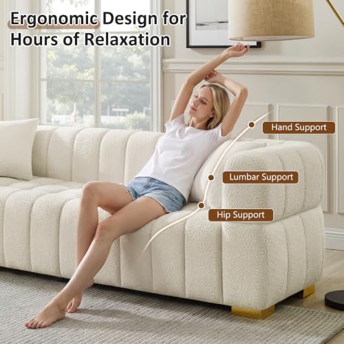 VANOMi Cloud Sofa and Chair Set, 3 Piece Modern Seating Furniture, Cream