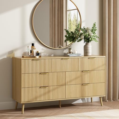 CARPETNAL Fluted Dresser and Nightstand Sets for Bedroom, 3 Pcs Bedroom Set, ...
