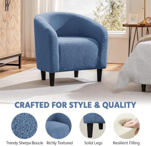 Yaheetech Compact Sherpa Accent Chairs Set of 2 for Small Spaces, Blue