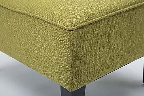 Armless Accent Chairs Set of 2, Green Upholstered Linen Slipper Chair with So...