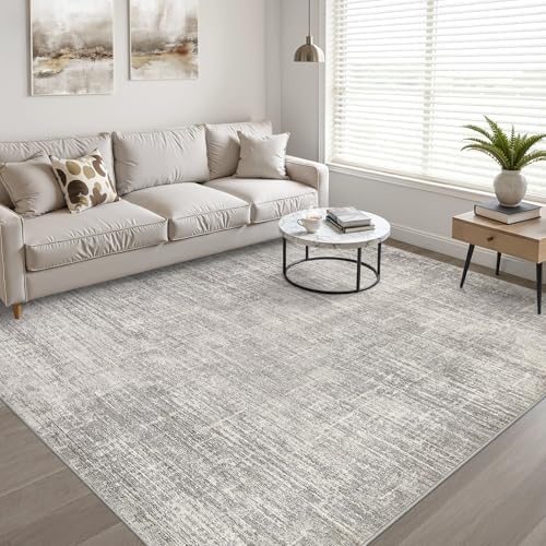 LOONGRUG 8x10 Area Rugs Washable Neutral Modern Living Room Rug Brown Gray