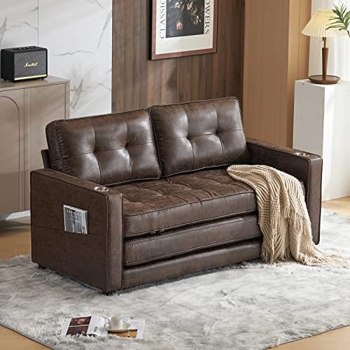 VINGLI Upgraded 64" W 84" L Full Size Futon Sofa Bed, 6" Thick...