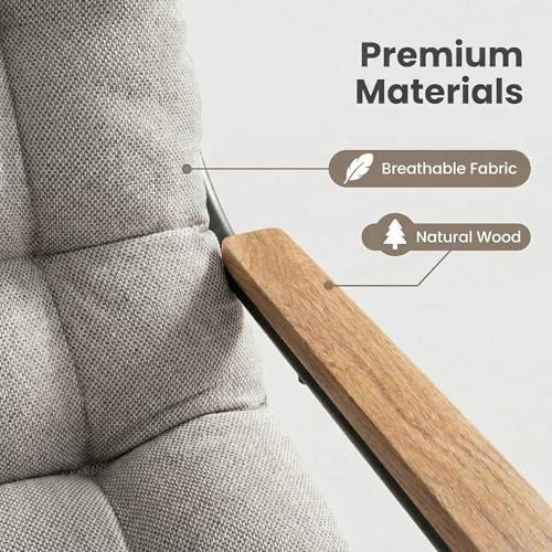 Papasan Rocking Chair with Armrest Outdoor Indoor,Heavy Duty Metal Outdoor Ro...