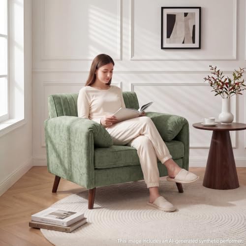 Modern Oversized Accent Reading Chair for Living Room, 43", Chenille, Green
