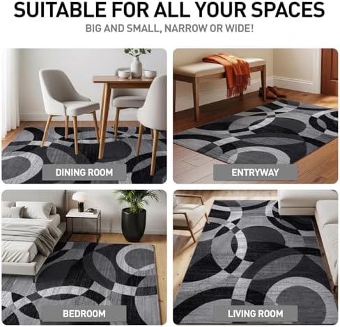 Rugshop Abstract Circles Contemporary High Traffic Area Rug Gray 2'7"...