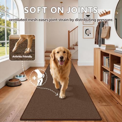 Waterproof 2x8 Runner Rug Non Slip Floor Runners for Dogs, Textured Brown
