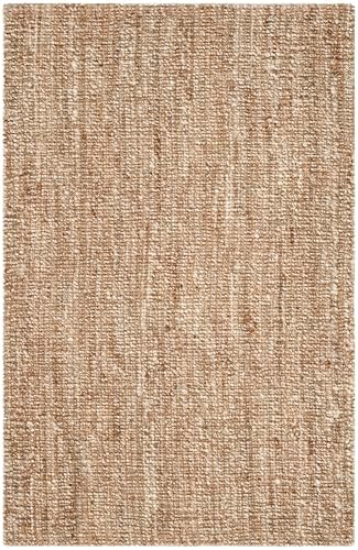 SAFAVIEH Natural Fiber Area Rug 4x6, Jute Knotted Natural & Ivory NF447N