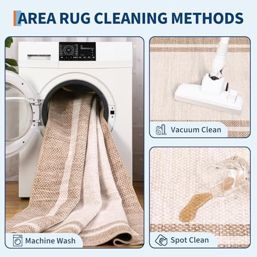 COZYLOOM Area Rugs 10x13 Large Living Room Rug with Rubber Backing, Beige