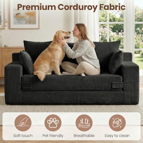 JUIKURY Boneless Couches 70 inch: 3-in-1 Convertible Sofa Bed Futon Couch Bed...