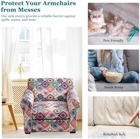 FUANGUI 2 Piece Chair Covers Armchair Arm Covers Chair Couch Covers