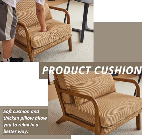 Karl home Accent Chair High Back Mid-Century Modern, Khaki