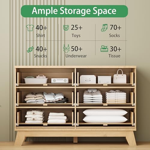 Fluted Dresser for Bedroom with 6 Drawers, 48" Wide Modern Chest of Draw...