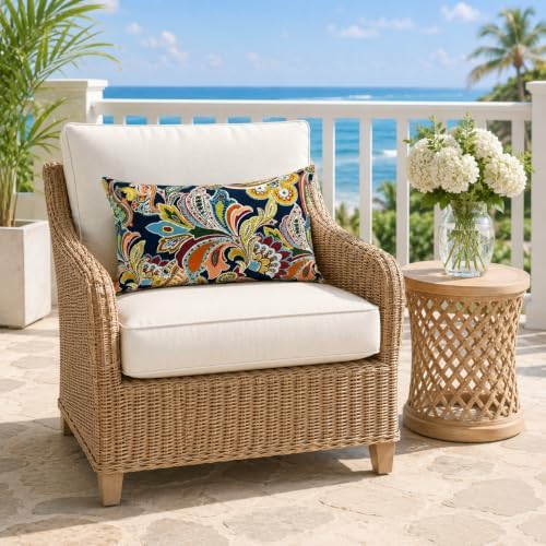 Pack of 2 Patio Lumbar Pillows 12"x20" | Fade Resistant Outdoor Wat...