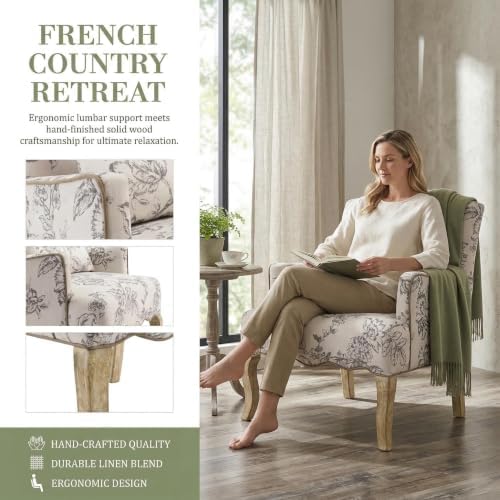 Floral Accent Chair Rustic Farmhouse Bedroom Chair Comfy Upholstered