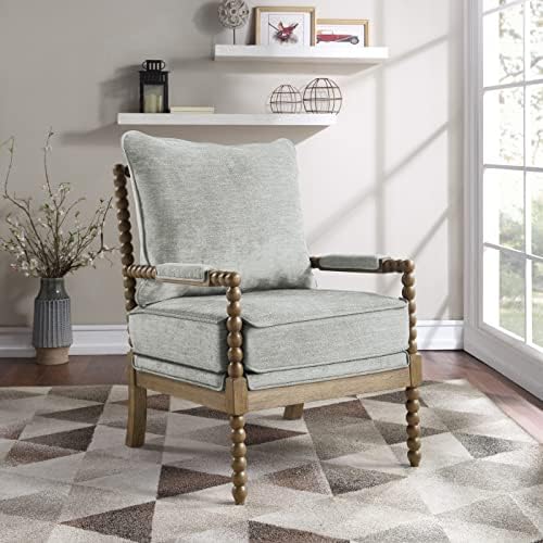 OSP Home Furnishings Fletcher Spindle Accent Chair with Rustic Brown Finish, ...