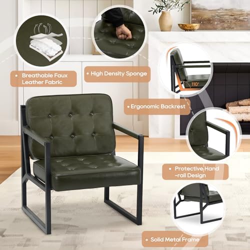MALOL Modern Accent Chair, Accent Arm Chair for Living Room, Comfy Leather Ar...