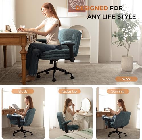 Dowinx Criss Cross Chair with Adjustable Flip-up Arms and Wheels, Comfort Erg...