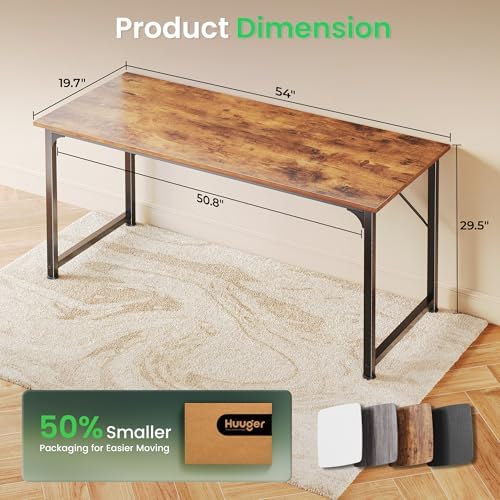 Huuger Computer Desk, 55 Inch Home Office Desk, Gaming Writing Work from Home...