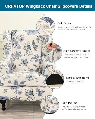 CRFATOP Wingback Chair Covers Stretch Armchair Slipcovers for Living Room