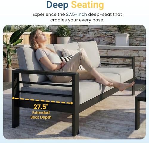 Wisteria Lane Aluminum Outdoor Sofa, 2 Seats Patio Couch All-Weather Rust-Pro...