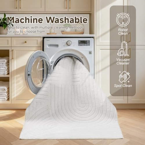 Pauwer 6x9 Area Rugs for Living Room, Modern Non Slip Washable Rug, White