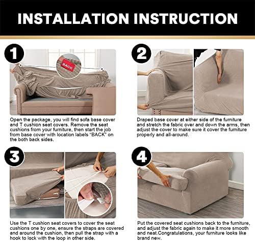 PrinceDeco 2 Pieces Armchair Slipcover Stretch Couch Covers for T Cushion Cha...