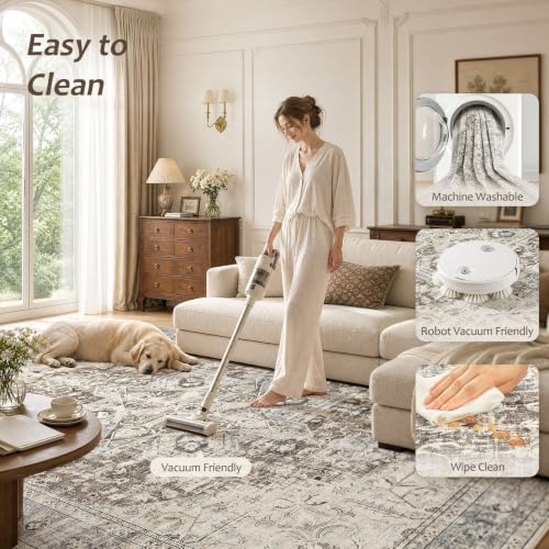 Tortania Area Rug 9x12 Living Room Rug Washable Soft Brown/Blue