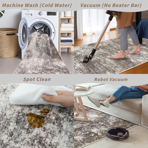 7x7 Area Rug Square Washable – Non-Slip Soft Indoor Carpet for Dining Room Li...