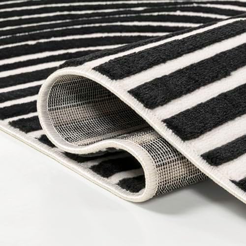 JONATHAN Y Hallie High-Low Curve Black/White 5x8 Indoor Area Rug, Minimalist ...