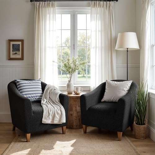 PAULATO BY GA.I.CO. Stretch Barrel Armchair Slipcover 1-Piece – Bi-Elastic Cl...