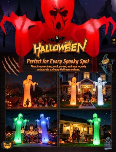 Elegear 12FT Gauze Ghost Halloween Inflatable, Motion-Activated Sounds