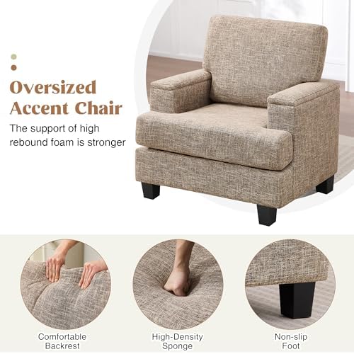 Accent Chairs with Armrest Storage, Modern Reading Chairs, Upholstered Comfy ...