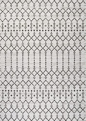 JONATHAN Y Moroccan Geometric Indoor Outdoor Area Rug 8X10 Cream/Black, Ourik...